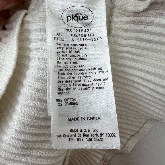 Gelato Pique White Dog Printed Long Sleeve Ruffle Hem Knit Top Ribbed Kids S - Picture 5 of 5